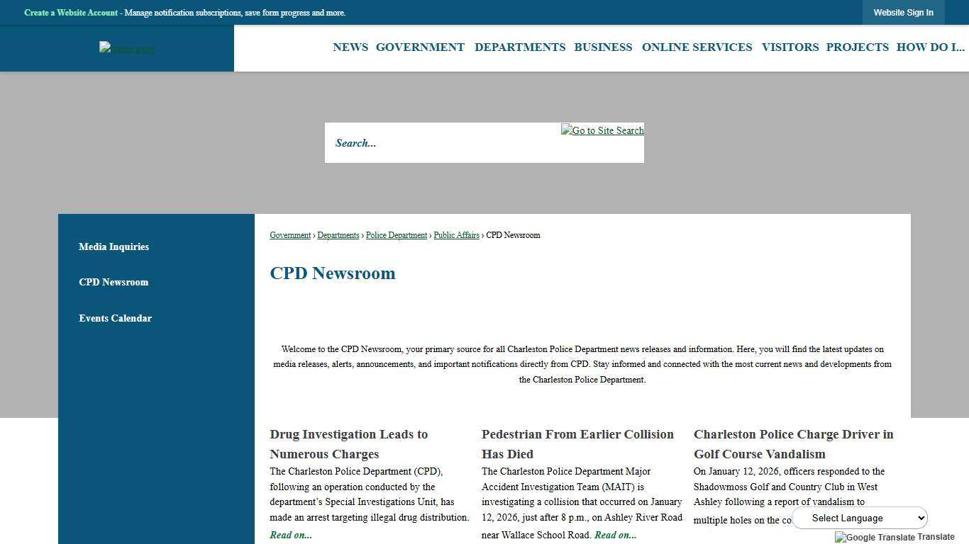 CPD Newsroom Charleston, SC - Official Website