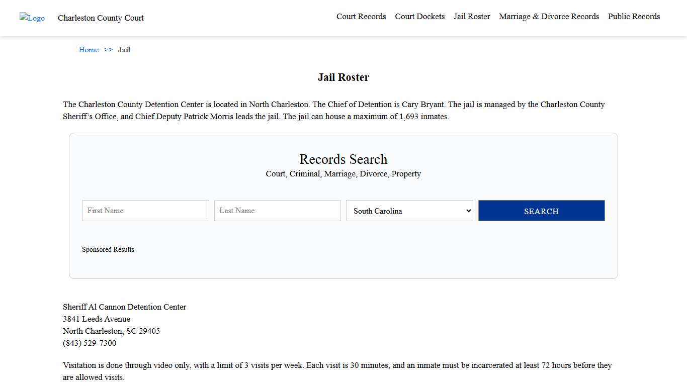 Jail Roster Charleston County Court
